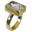 Riyo Multi Gold Plated Rutile Quartz CZ Ring grand handmade stone jewelry GPRRQC