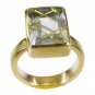 Riyo Multi Gold Plated Rutile Quartz CZ Ring grand handmade stone jewelry GPRRQC