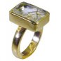 Riyo Multi Gold Plated Rutile Quartz CZ Ring grand handmade stone jewelry GPRRQC