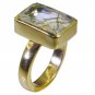 Riyo Multi Gold Plated Rutile Quartz CZ Ring grand handmade stone jewelry GPRRQC