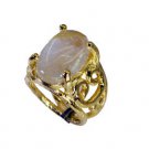 Riyo Rutilated Quartz 18kt Gold Plated Bridal Rings Sz 4 Gprruq4-70018