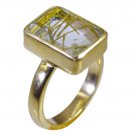 Riyo Multi Gold Plated Rutile Quartz CZ Ring  handmade  jewelry GPRRQCZ60-106040
