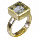Riyo Multi Gold Plated Rutile Quartz CZ Ring elegant handmade metal jewelry GPRR