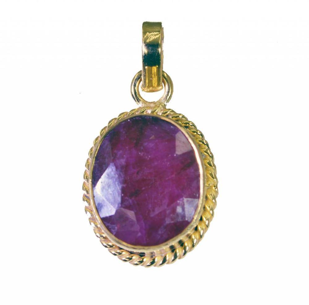 Riyogems Indi Ruby Gold Plated Set Crossover Pendant L 1.5in Gppiru-34055