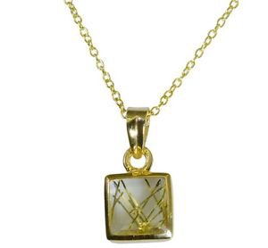 Riyo Multi Gold Plated Rutile Quartz CZ Pendant eye-catching affordable gemstone