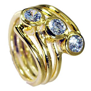 White Cz 18ct Ygold Plate Mourning Ring