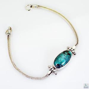 Riyo Turquoise Design Jewellery Solid Silver Charm Bracelet L 7.5in Sbratur-8200