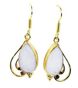Riyogems White Agate Gold Plated Fashion Dangle Earrings L 1.5in Gpeage-0003