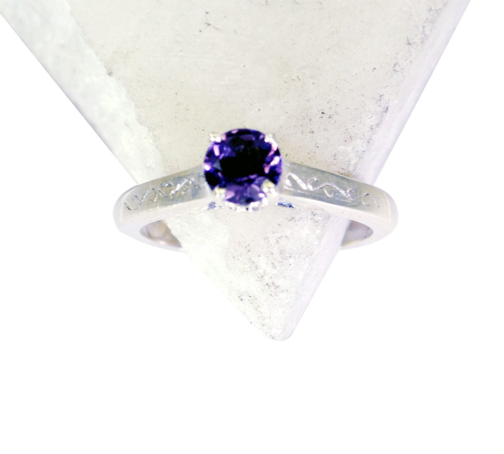 Riyo Amethyst Unique Handmade Silver Silver Stacking Ring Sz 5 Srame5-2066