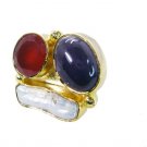 Riyo  Pearl Gold Plated Set Finger Armor Ring Sz 8 Gprmul8-53005