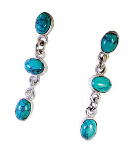 Riyo Turquoise Silver Childrens Jewellery Ear Hook Earrings L 2in Setur-82025