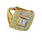 White Cz Base Matel Y Gold Mood Ring