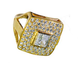 White Cz Base Matel Y Gold Mood Ring