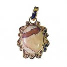 Riyogems Picture Jasper 18 Kt Gold Fashion One Size Fits Pendant L 1.7in Gppjas-