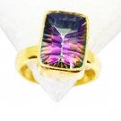 Riyo Mystic Quartz 18 Kt Y Gold Plating Aqiq Ring Sz 8 Gprmqu8-54025