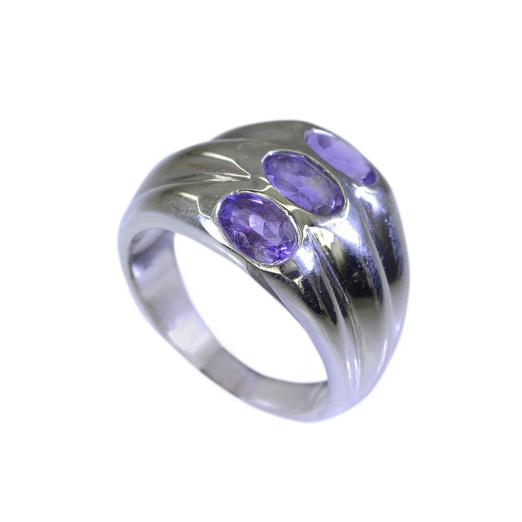 Riyo Amethyst Silver Modern Jewellery Heavy Silver Ring Sz 6 Srame6-2016
