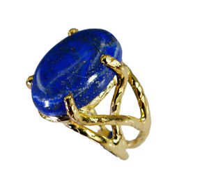 Riyo Lapis Lazuli Rhodium Plate Bridal Rings Sz 5 Gprlla5-44054