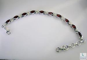 Riyo Garnet Chunky Jewellery Silver Mum Bracelet L 7.5in Sbragar-26039