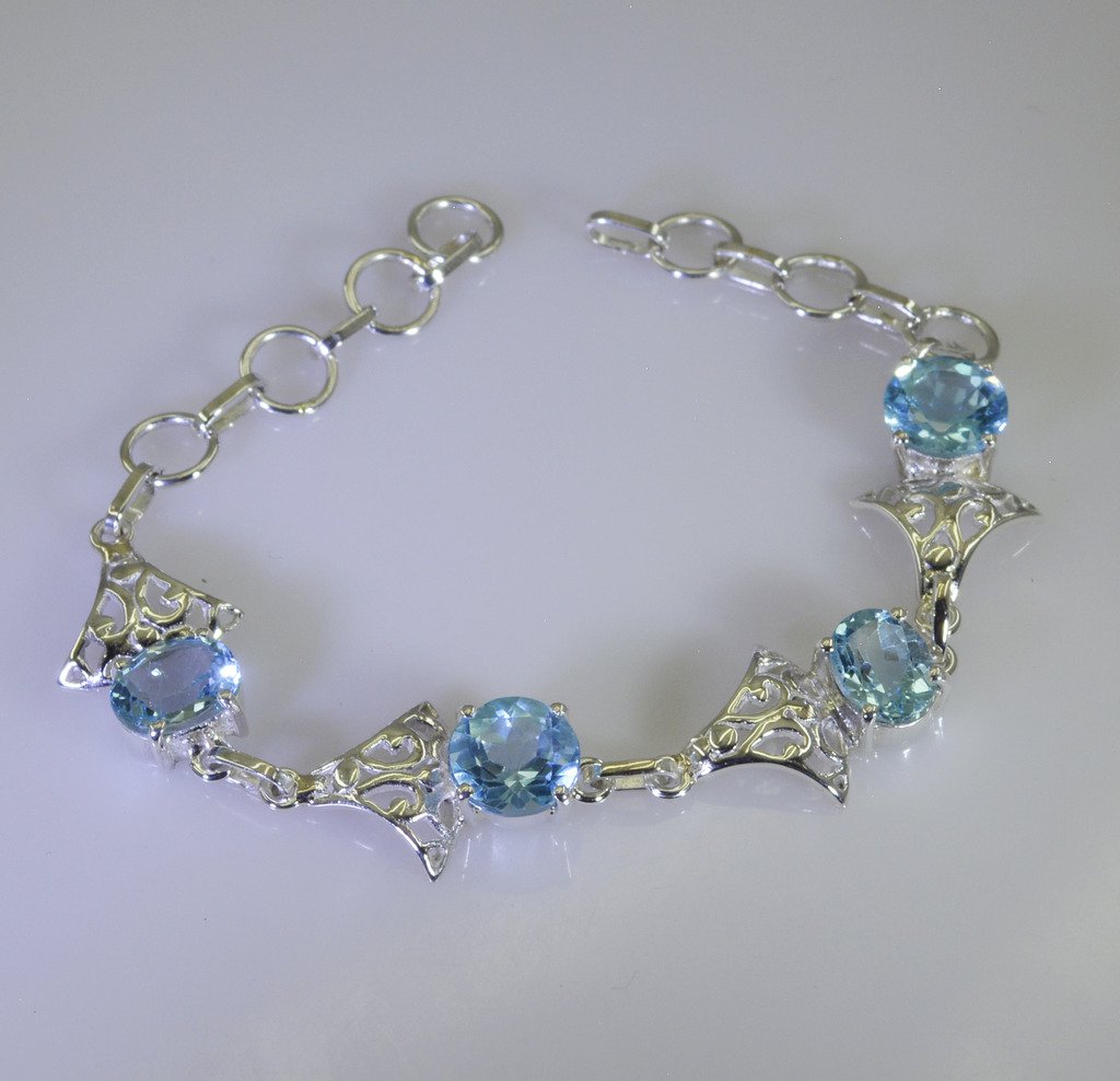 Riyo A Blue Topaz 925 Solid Sterling Silver Discounted Bracelet Sbrabtz-10030