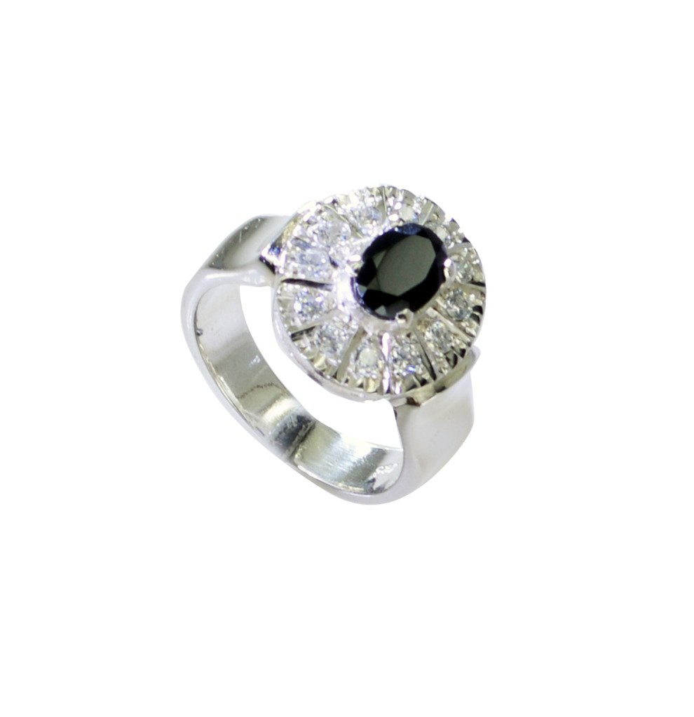 Riyo Black Onyx Gemstone Silver Jewellery Silver Ring Setting Sz 6.5 Srbon6.5-60