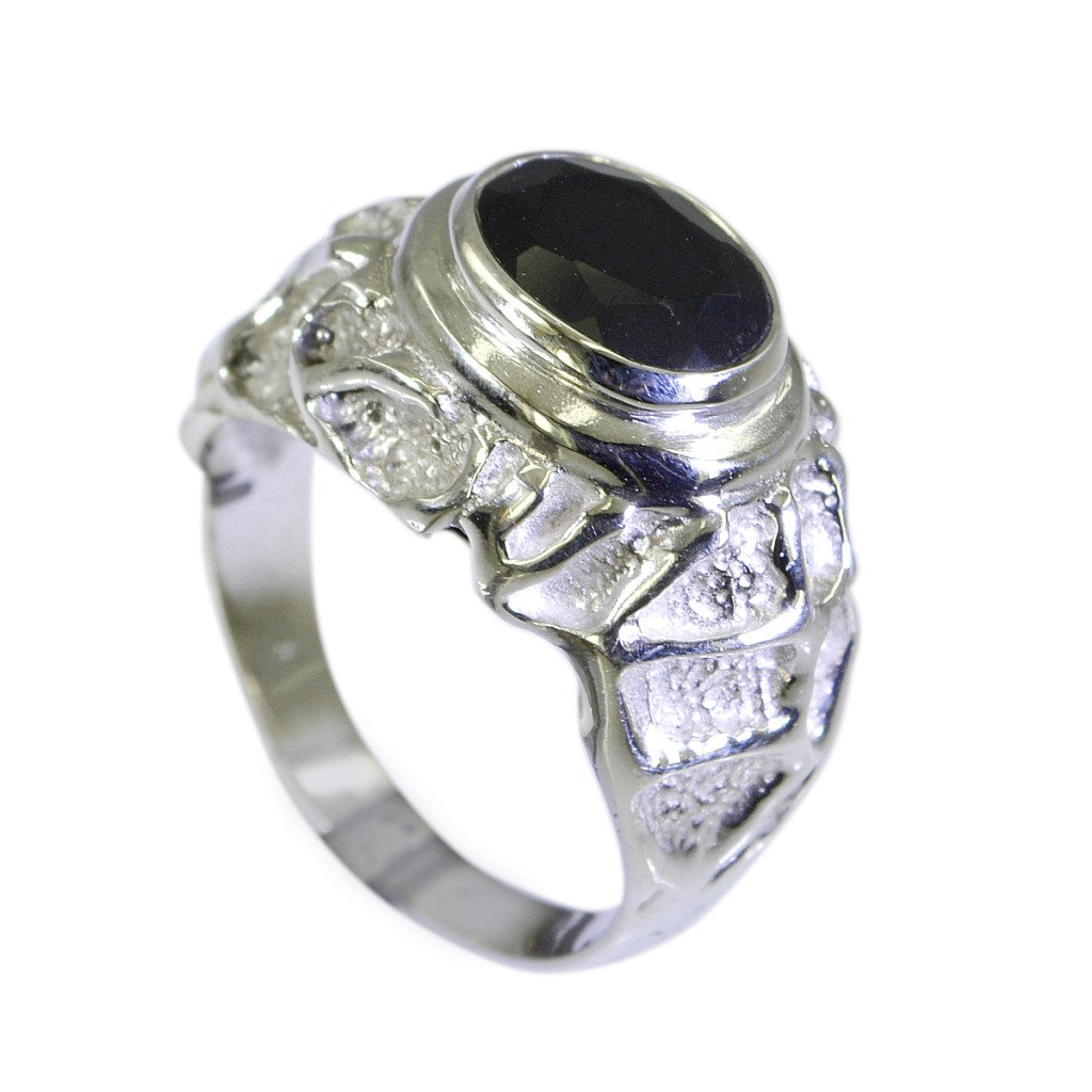 Riyo Black Onyx Funky Silver Jewellery Uk Silver Ring Sz 7.5 Srbon7.5-6026