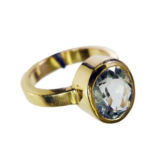 Green Amethyst Base Matel Y Gold Engagement Ring