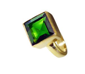 Emerald Cz 18kt Gold Plated Engagement Ring