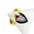 Smoky Quartz 18kt Y Gold Plating Pre Engagement Ring