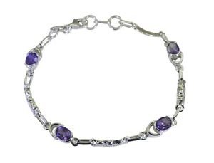 Riyo Purple 925 sterling silver Amethyst Bracelet gorgeous handmade fabric jewel