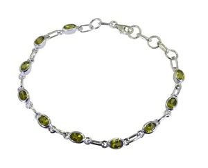 Riyo Green 925 sterling silver Peridot Bracelet symmetrical handmade stone jewel