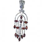 Riyo Garnet Rustic Silver Jewelry Circle Pendants L 2in Spgar-26125