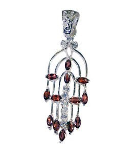 Riyo Garnet Rustic Silver Jewelry Circle Pendants L 2in Spgar-26125