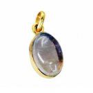 Riyogems Rutile Quartz 18c Gold Plated Button Pendants L 1.5in Gppruq-70017