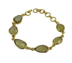 Riyo A Lemon Quartz  18kt Gold Plated Smoky Bracelet W 7.5in Gpbralqu-46001