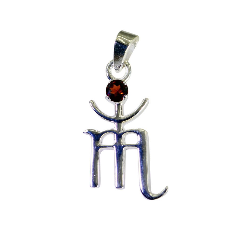 Riyo Garnet Hammered Silver Teardrop Pendant L 1.2in Spgar-26050