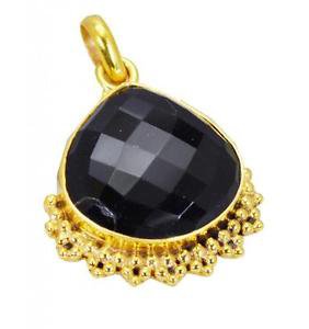 Riyogems Black Onyx Gold Plate Jewellery Chandelier Pendants L 1.5in Gppbon-6055