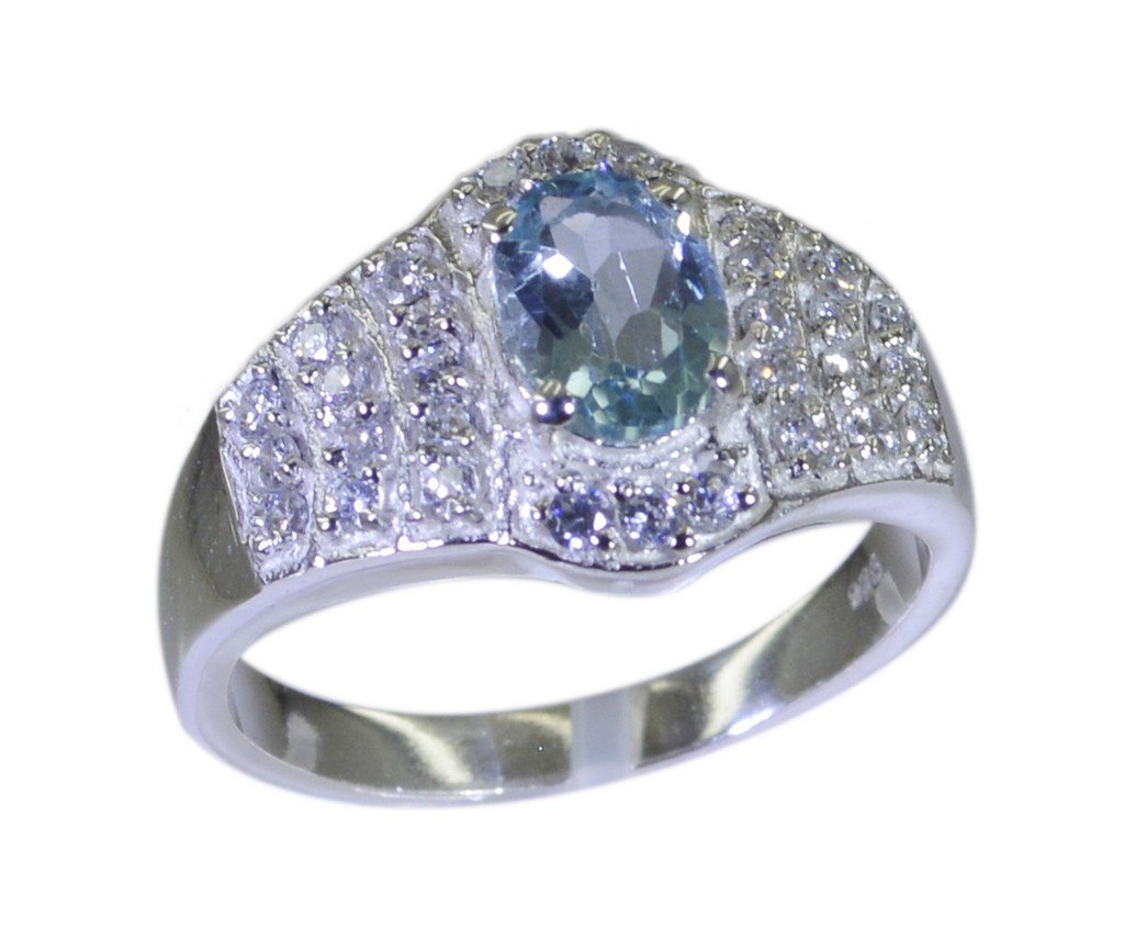Riyo Blue  925 sterling silver Blue Topaz  Ring classy cheap handmade jewelry SR