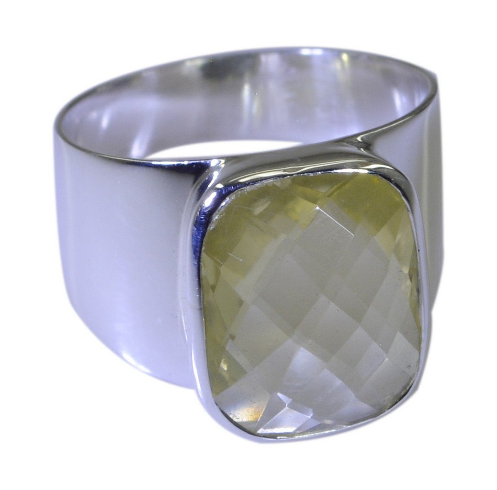 Riyo Yellow 925 sterling silver Lemon Quartz Ring goodly gemstone jewellery SRLQ
