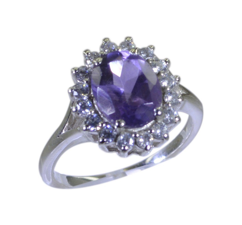 Riyo Purple 925 sterling silver Amethyst Ring glamorous modern handmade jewelry