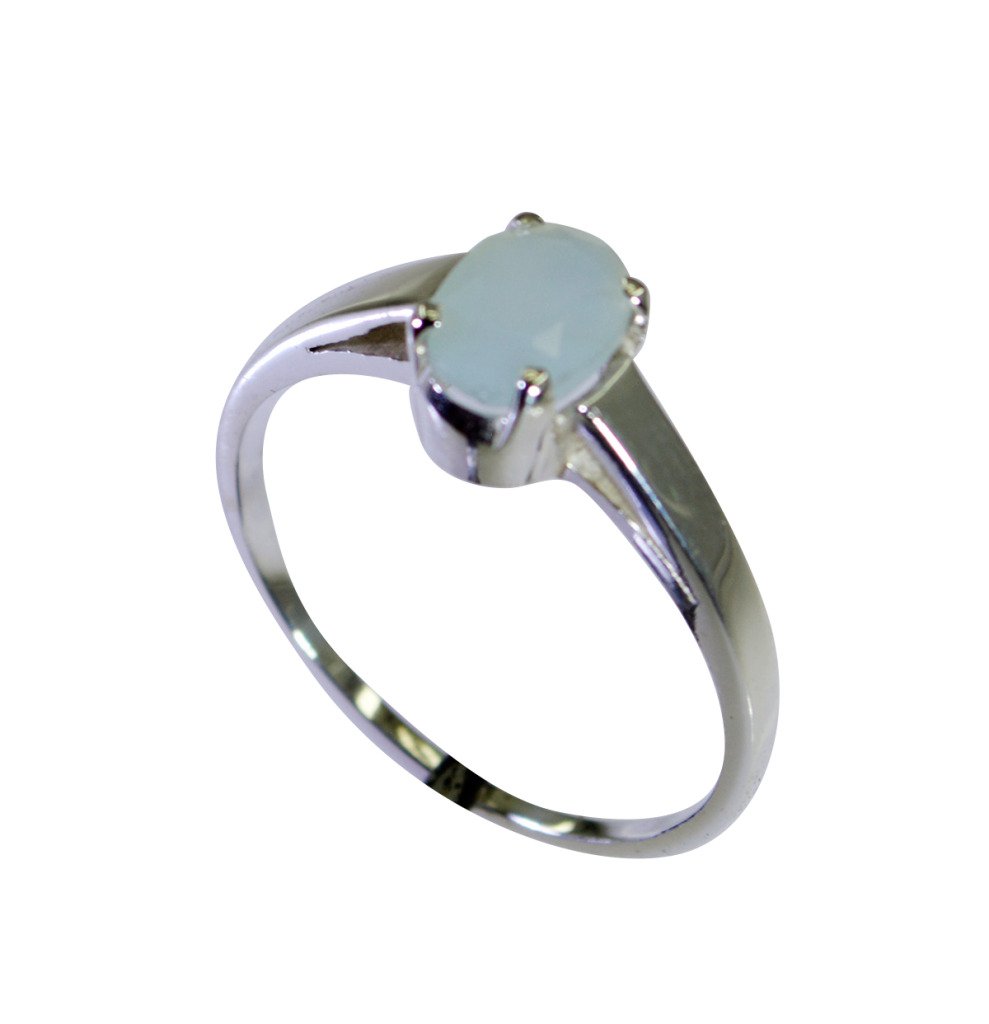 Riyo Aqua Chalcedony Silver Name Jewelry Brushed Silver Ring Sz 8 Srach8-4025