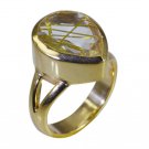 Riyo Multi Gold Plated Rutile Quartz CZ Ring admirable handmade jewelry gemstone