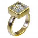 Riyo Multi Gold Plated Rutile Quartz CZ Ring enthralling handmade modern jewelry