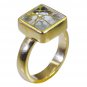 Riyo Multi Gold Plated Rutile Quartz CZ Ring enthralling handmade modern jewelry