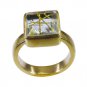 Riyo Multi Gold Plated Rutile Quartz CZ Ring enthralling handmade modern jewelry
