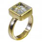 Riyo Multi Gold Plated Rutile Quartz CZ Ring enthralling handmade modern jewelry