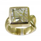 Riyo Multi Gold Plated Rutile Quartz CZ Ring tantalizing jewelry gemstone GPRRQC