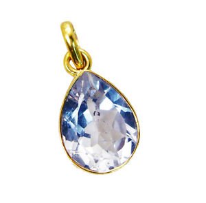 Riyogems Crystal Quartz 18 Kt Gold Plated Woven Pendant L 1.5in Gppcqu-18004