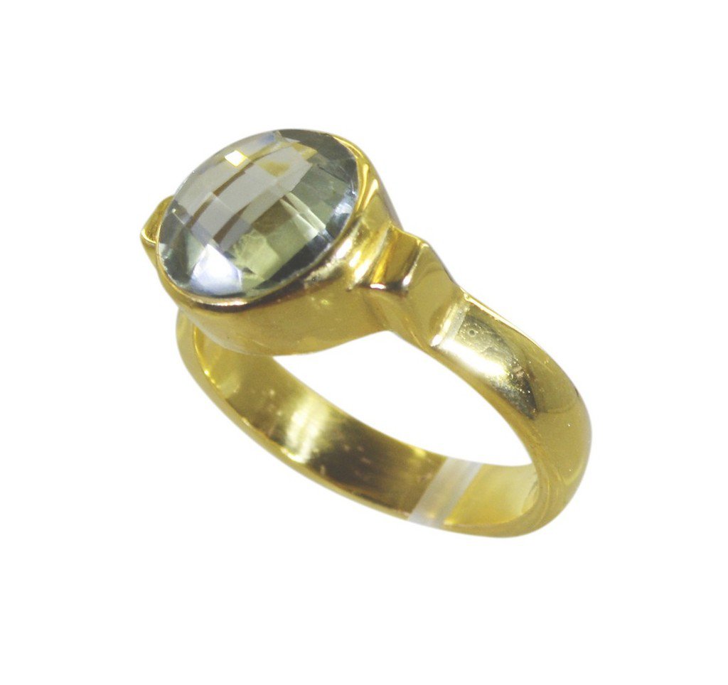 Riyo Green Gold Plated Green Amethyst Ring well-favored handmade jewelry india G