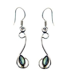 Riyo Labradorite Unique Handmade Silver Jewellery Ear Hook Earrings L 1.5in Sela