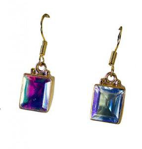 Riyogems Dichroic Glass Gold Plated Fashion Indian Jewellery L 1.2in Gpedgl-2201